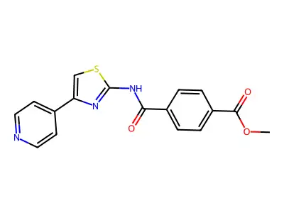 Methyl 4-((4-(pyridin-4-yl)thiazol-2-yl)carbamoyl)benzoate structure