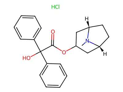 Exo-8-methyl-8-azabicyclo(3.2.1)oct-3-yl diphenylglycolate hydrochloride structure
