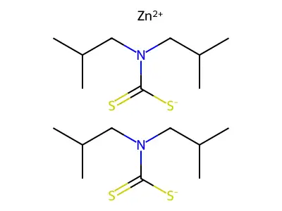 zinc N,N-di-i-butyldithiocarbamate structure