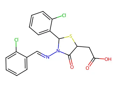 2-[2-(2-chlorophenyl)-3-[(E)-(2-chlorophenyl)methylideneamin structure