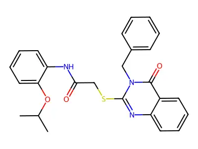 2-(3-benzyl-4-oxoquinazolin-2-yl)sulfanyl-N-(2-propan-2-yloxyphenyl)acetamide structure