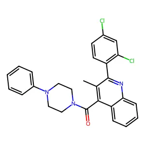 [2-(2,4-Dichlorophenyl)-3-methylquinolin-4-yl]-(4-phenylpiperazin-1-yl)methanone structure
