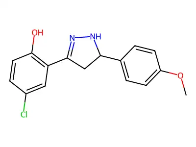 4-chloro-2-(5-(4-methoxyphenyl)-4,5-dihydro-1H-pyrazol-3-yl)phenol structure