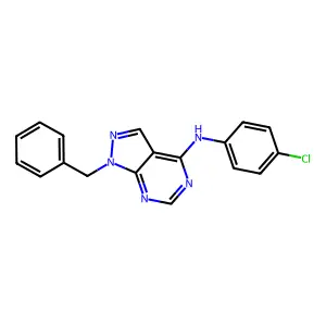 1-benzyl-N-(4-chlorophenyl)pyrazolo[3,4-d]pyrimidin-4-amine structure