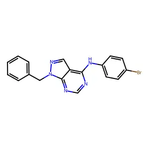 1-benzyl-N-(4-bromophenyl)pyrazolo[3,4-d]pyrimidin-4-amine structure