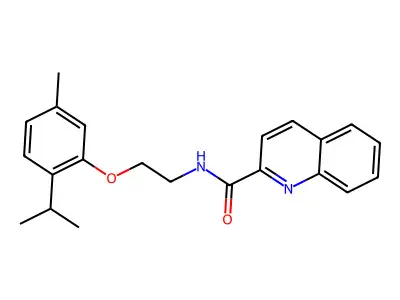 N-[2-(5-methyl-2-propan-2-ylphenoxy)ethyl]quinoline-2-carboxamide structure