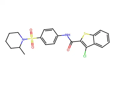 3-chloro-N-{4-[(2-methylpiperidin-1-yl)sulfonyl]phenyl}-1-benzothiophene-2-carboxamide structure