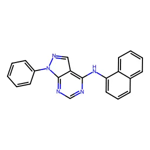 N-naphthalen-1-yl-1-phenylpyrazolo[3,4-d]pyrimidin-4-amine structure