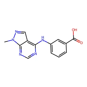 3-[(1-methyl-1H-pyrazolo[3,4-d]pyrimidin-4-yl)amino]benzoic acid structure