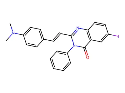 2-{(E)-2-[4-(dimethylamino)phenyl]ethenyl}-6-iodo-3-phenylquinazolin-4(3H)-one structure