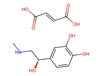 but-2-enedioic acid;4-[(1R)-1-hydroxy-2-(methylamino)ethyl]benzene-1,2-diol structure