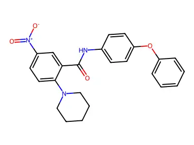 5-nitro-N-(4-phenoxyphenyl)-2-piperidin-1-ylbenzamide structure