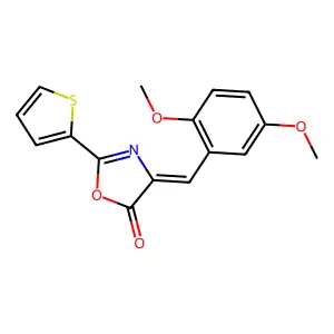 (4Z)-4-[(2,5-dimethoxyphenyl)methylidene]-2-thiophen-2-yl-1,3-oxazol-5-one structure