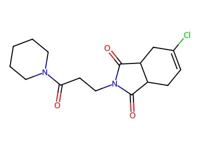 5-chloro-2-(3-oxo-3-piperidin-1-ylpropyl)-3a,4,7,7a-tetrahydroisoindole-1,3-dione structure