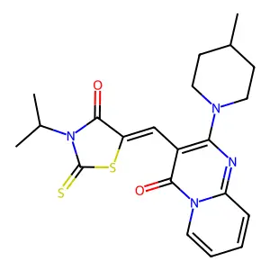 (Z)-3-isopropyl-5-((2-(4-methylpiperidin-1-yl)-4-oxo-4H-pyrido[1,2-a]pyrimidin-3-yl)methylene)-2-thioxothiazolidin-4-one structure