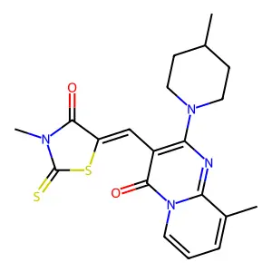 (Z)-3-methyl-5-((9-methyl-2-(4-methylpiperidin-1-yl)-4-oxo-4H-pyrido[1,2-a]pyrimidin-3-yl)methylene)-2-thioxothiazolidin-4-one structure