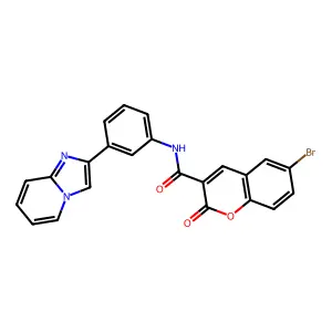 6-bromo-N-(3-(imidazo[1,2-a]pyridin-2-yl)phenyl)-2-oxo-2H-chromene-3-carboxamide structure