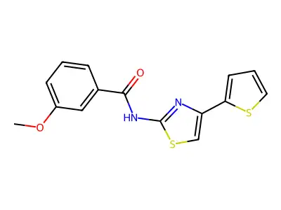 3-methoxy-N-(4-(thiophen-2-yl)thiazol-2-yl)benzamide structure