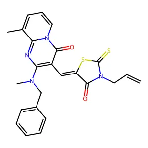 3-[(Z)-(3-allyl-4-oxo-2-thioxo-1,3-thiazolidin-5-ylidene)methyl]-2-[benzyl(methyl)amino]-9-methyl-4H-pyrido[1,2-a]pyrimidin-4-one structure