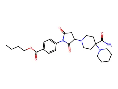 butyl 4-(3-(4'-carbamoyl-[1,4'-bipiperidin]-1'-yl)-2,5-dioxopyrrolidin-1-yl)benzoate structure