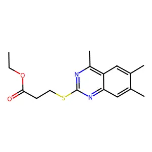 Ethyl 3-[(4,6,7-trimethylquinazolin-2-yl)sulfanyl]propanoate structure