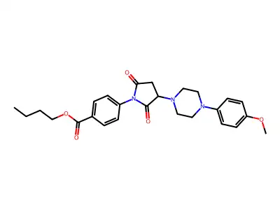 Butyl 4-{3-[4-(4-methoxyphenyl)piperazin-1-yl]-2,5-dioxopyrrolidin-1-yl}benzoate structure