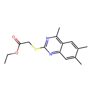 (4,6,7-Trimethyl-quinazolin-2-ylsulfanyl)-acetic acid ethyl ester structure