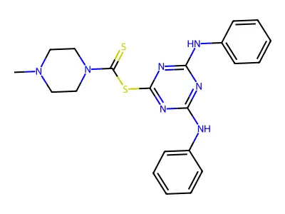 4,6-Bis(phenylamino)-1,3,5-triazin-2-yl 4-methylpiperazine-1-carbodithioate structure