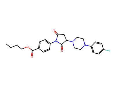 Butyl 4-[3-[4-(4-fluorophenyl)piperazin-1-yl]-2,5-dioxopyrrolidin-1-yl]benzoate structure