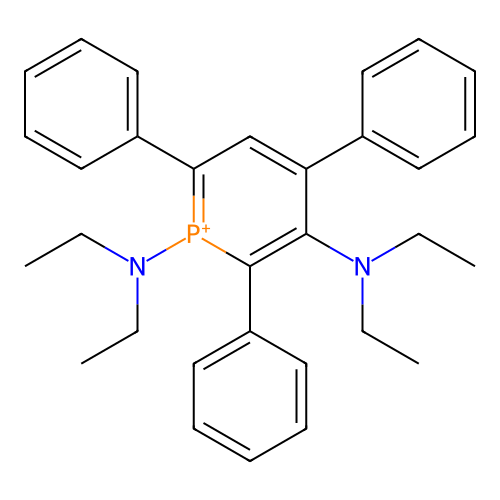 1-N,1-N,3-N,3-N-tetraethyl-2,4,6-triphenylphosphinin-1-ium-1,3-diamine structure