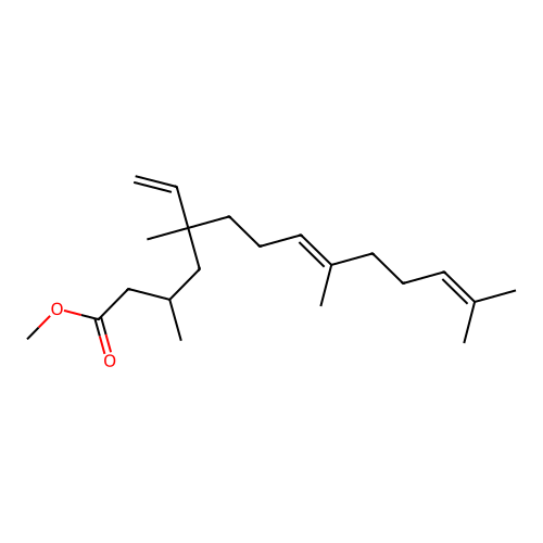 8,12-Tetradecadienoic acid, 5-ethenyl-3,5,9,13-tetramethyl-, methyl ester structure