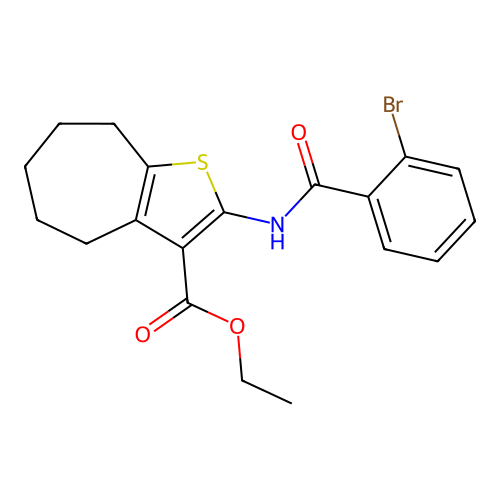 ethyl 2-[(2-bromobenzoyl)amino]-5,6,7,8-tetrahydro-4H-cyclohepta[b]thiophene-3-carboxylate structure