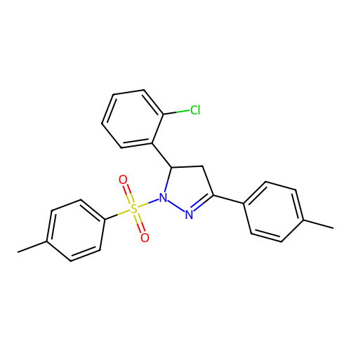 5-(2-chlorophenyl)-3-(p-tolyl)-1-tosyl-4,5-dihydro-1H-pyrazole structure