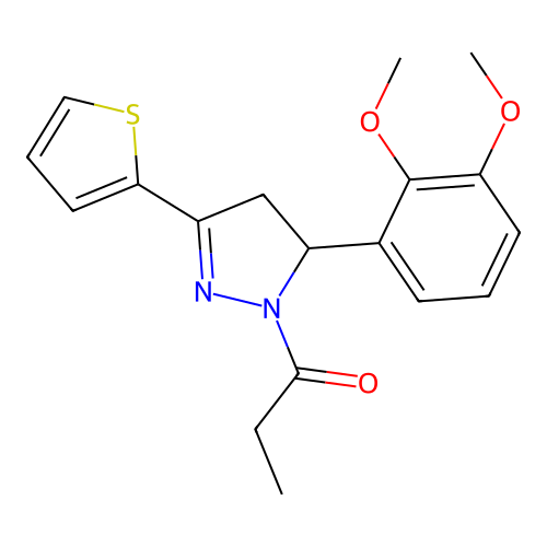 1-[3-(2,3-Dimethoxyphenyl)-5-thiophen-2-yl-3,4-dihydropyrazol-2-yl]propan-1-one structure