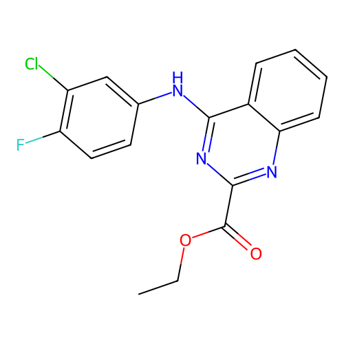 Ethyl 4-[(3-chloro-4-fluorophenyl)amino]quinazoline-2-carboxylate structure