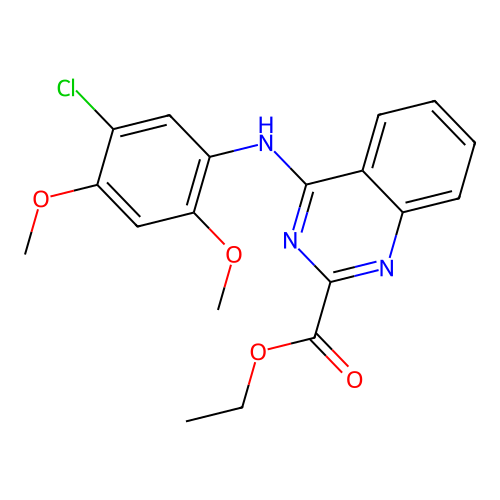 Ethyl 4-[(5-chloro-2,4-dimethoxyphenyl)amino]quinazoline-2-carboxylate structure
