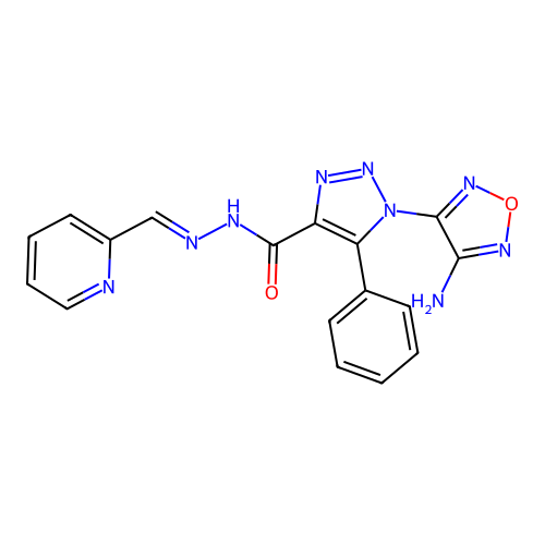 1-(4-amino-1,2,5-oxadiazol-3-yl)-5-phenyl-N'-(2-pyridinylmethylene)-1H-1,2,3-triazole-4-carbohydrazide structure