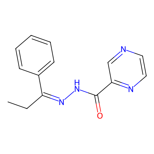 N-(1-phenylpropylideneamino)pyrazine-2-carboxamide structure