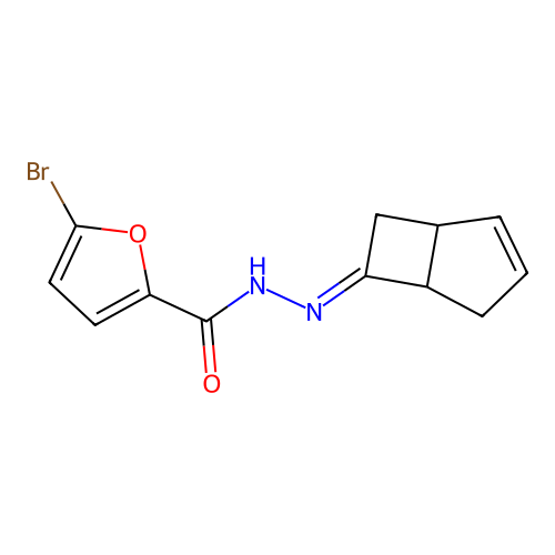N-(6-bicyclo[3.2.0]hept-2-enylideneamino)-5-bromofuran-2-carboxamide structure