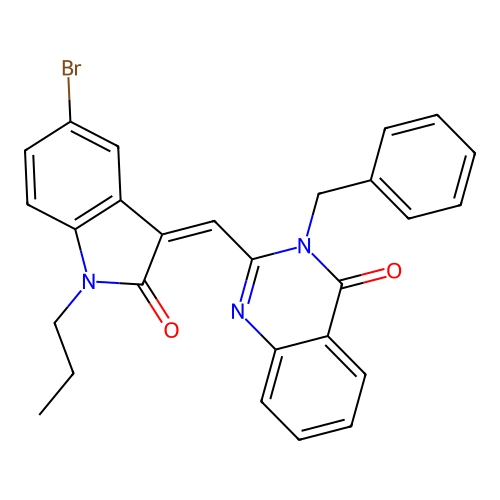 (Z)-3-benzyl-2-((5-bromo-2-oxo-1-propylindolin-3-ylidene)methyl)quinazolin-4(3H)-one structure