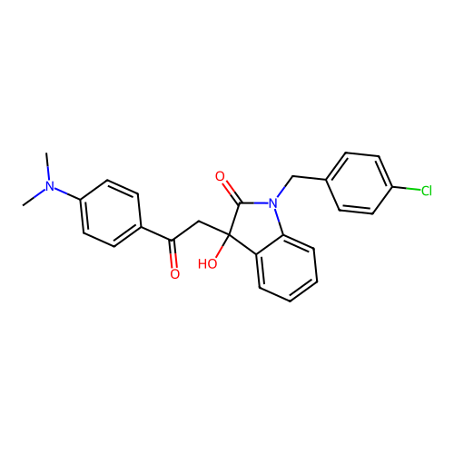 1-(4-chlorobenzyl)-3-{2-[4-(dimethylamino)phenyl]-2-oxoethyl}-3-hydroxy-1,3-dihydro-2H-indol-2-one structure