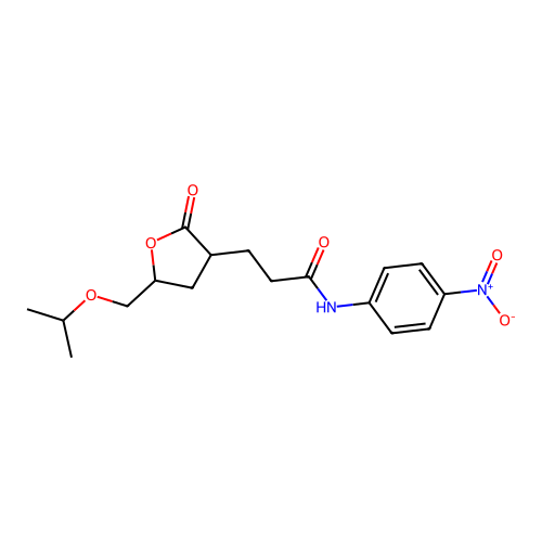 3-(5-(isopropoxymethyl)-2-oxotetrahydrofuran-3-yl)-N-(4-nitrophenyl)propanamide structure