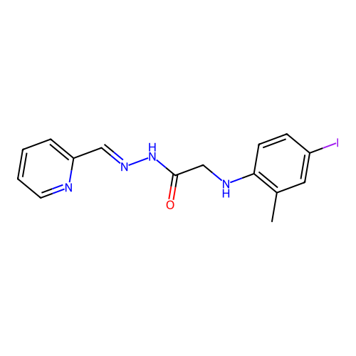 2-(4-iodo-2-methylanilino)-N'-(2-pyridinylmethylene)acetohydrazide structure