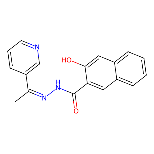 3-hydroxy-N-(1-pyridin-3-ylethylideneamino)naphthalene-2-carboxamide structure