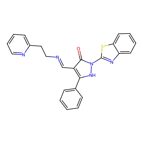 2-(1,3-benzothiazol-2-yl)-5-phenyl-4-[(2-pyridin-2-ylethylamino)methylidene]pyrazol-3-one structure