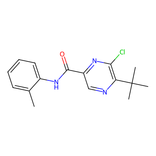 5-tert-butyl-6-chloro-N-(2-methylphenyl)pyrazine-2-carboxamide structure