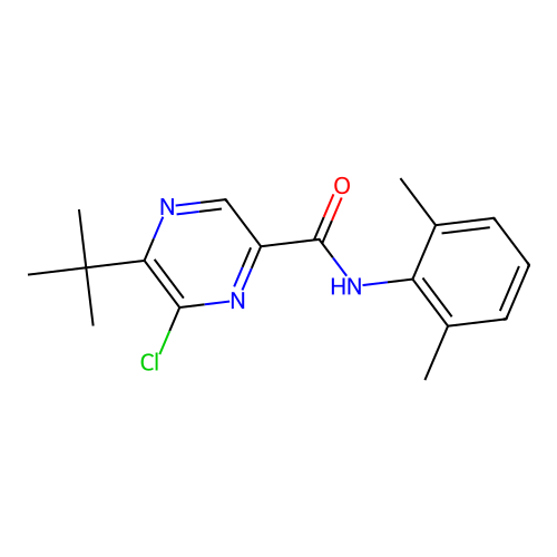 5-tert-butyl-6-chloro-N-(2,6-dimethylphenyl)pyrazine-2-carboxamide structure