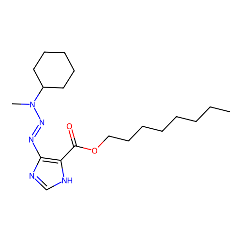 octyl 4-[[cyclohexyl(methyl)amino]diazenyl]-1H-imidazole-5-carboxylate structure