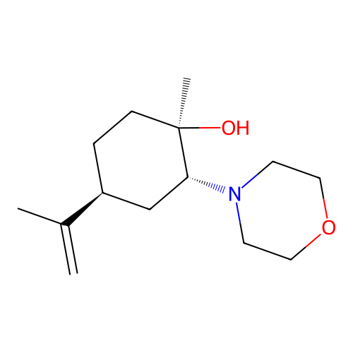 Cyclohexanol, 1-methyl-4-(1-methylethenyl)-2-(4-morpholinyl)-, (1R,2R,4S)- structure