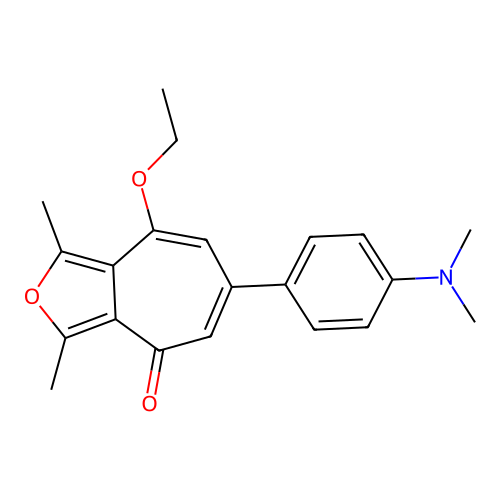 6-(4-(dimethylamino)phenyl)-8-ethoxy-1,3-dimethyl-4H-cyclohepta[c]furan-4-one structure
